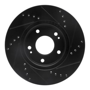 Hyundai Elantra Coupe Brake Rotor (1) - Front Left - R1 Concepts - Drilled & Slotted - Black - `11-`25